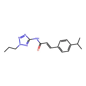 (E)-3-(4-propan-2-ylphenyl)-N-(2-propyltetrazol-5-yl)prop-2-enamide structure