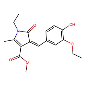 methyl (4Z)-4-(3-ethoxy-4-hydroxybenzylidene)-1-ethyl-2-methyl-5-oxo-4,5-dihydro-1H-pyrrole-3-carboxylate structure