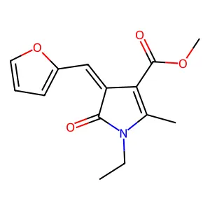 methyl 1-ethyl-4-(furan-2-ylmethylidene)-2-methyl-5-oxopyrrole-3-carboxylate structure