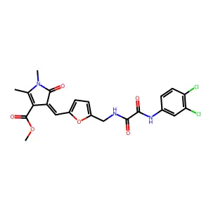 (E)-methyl 4-((5-((2-((3,4-dichlorophenyl)amino)-2-oxoacetamido)methyl)furan-2-yl)methylene)-1,2-dimethyl-5-oxo-4,5-dihydro-1H-pyrrole-3-carboxylate structure