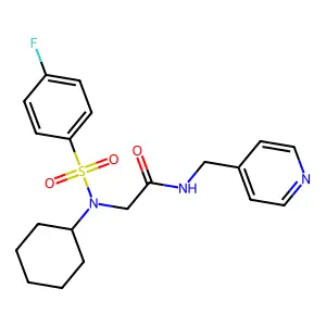 2-[cyclohexyl-(4-fluorophenyl)sulfonylamino]-N-(pyridin-4-ylmethyl)acetamide structure