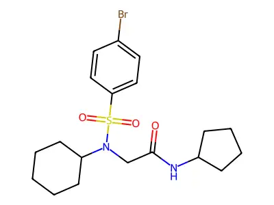 2-[(4-bromophenyl)sulfonyl-cyclohexylamino]-N-cyclopentylacetamide structure