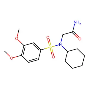 2-[Cyclohexyl-(3,4-dimethoxyphenyl)sulfonylamino]acetamide structure