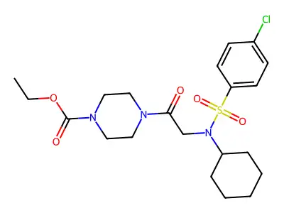 ethyl 4-{N-[(4-chlorophenyl)sulfonyl]-N-cyclohexylglycyl}piperazine-1-carboxylate structure