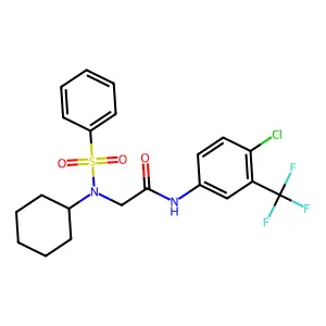 2-[benzenesulfonyl(cyclohexyl)amino]-N-[4-chloro-3-(trifluoromethyl)phenyl]acetamide structure