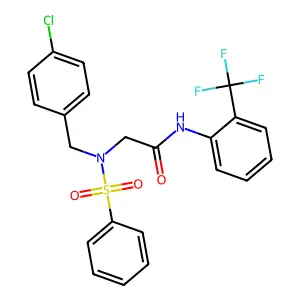2-[benzenesulfonyl-[(4-chlorophenyl)methyl]amino]-N-[2-(trifluoromethyl)phenyl]acetamide structure