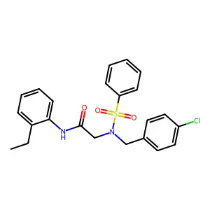 2-[benzenesulfonyl-[(4-chlorophenyl)methyl]amino]-N-(2-ethylphenyl)acetamide structure