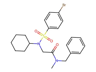 N-benzyl-2-[(4-bromophenyl)sulfonyl-cyclohexylamino]-N-methylacetamide structure