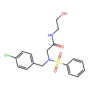 2-[benzenesulfonyl-[(4-chlorophenyl)methyl]amino]-N-(2-hydroxyethyl)acetamide structure