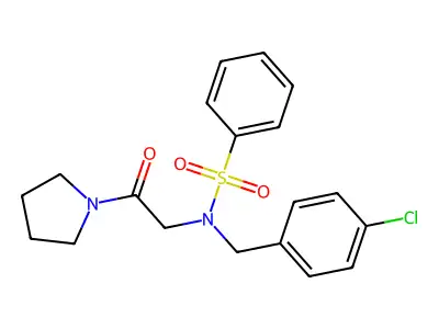 N-(4-chlorobenzyl)-N-[2-oxo-2-(pyrrolidin-1-yl)ethyl]benzenesulfonamide structure