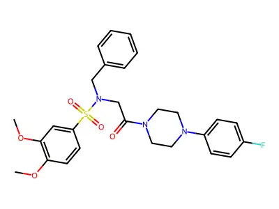 N-benzyl-N-[2-[4-(4-fluorophenyl)piperazin-1-yl]-2-oxoethyl]-3,4-dimethoxybenzenesulfonamide structure