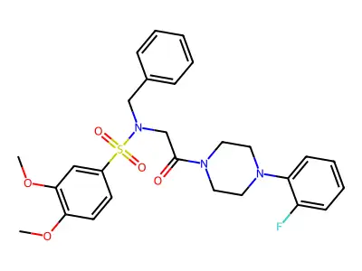N-benzyl-N-[2-[4-(2-fluorophenyl)piperazin-1-yl]-2-oxoethyl]-3,4-dimethoxybenzenesulfonamide structure