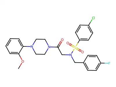 4-chloro-N-(4-fluorobenzyl)-N-{2-[4-(2-methoxyphenyl)piperazin-1-yl]-2-oxoethyl}benzenesulfonamide structure