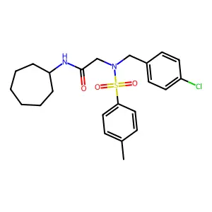 2-[(4-chlorophenyl)methyl-(4-methylphenyl)sulfonylamino]-N-cycloheptylacetamide structure