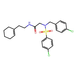 2-[(4-chlorophenyl)methyl-(4-chlorophenyl)sulfonylamino]-N-[2-(cyclohexen-1-yl)ethyl]acetamide structure