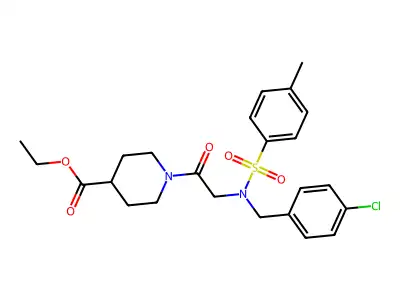 ethyl 1-{N-(4-chlorobenzyl)-N-[(4-methylphenyl)sulfonyl]glycyl}piperidine-4-carboxylate structure