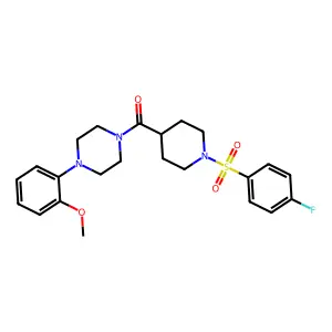 [1-(4-fluorophenyl)sulfonylpiperidin-4-yl]-[4-(2-methoxyphenyl)piperazin-1-yl]methanone structure