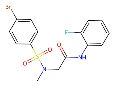 2-[(4-bromophenyl)sulfonyl-methylamino]-N-(2-fluorophenyl)acetamide structure