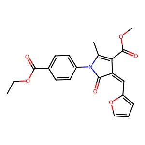 methyl (4Z)-1-[4-(ethoxycarbonyl)phenyl]-4-(furan-2-ylmethylidene)-2-methyl-5-oxo-4,5-dihydro-1H-pyrrole-3-carboxylate structure