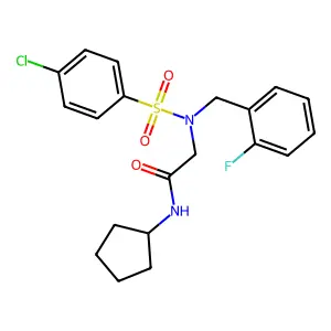 2-[(4-chlorophenyl)sulfonyl-[(2-fluorophenyl)methyl]amino]-N-cyclopentylacetamide structure