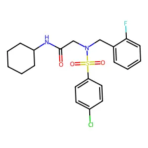 2-[(4-chlorophenyl)sulfonyl-[(2-fluorophenyl)methyl]amino]-N-cyclohexylacetamide structure