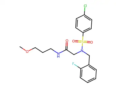 2-[(4-chlorophenyl)sulfonyl-[(2-fluorophenyl)methyl]amino]-N-(3-methoxypropyl)acetamide structure