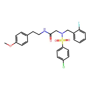 2-[(4-chlorophenyl)sulfonyl-[(2-fluorophenyl)methyl]amino]-N-[2-(4-methoxyphenyl)ethyl]acetamide structure