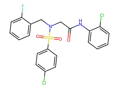 N-(2-chlorophenyl)-2-[(4-chlorophenyl)sulfonyl-[(2-fluorophenyl)methyl]amino]acetamide structure
