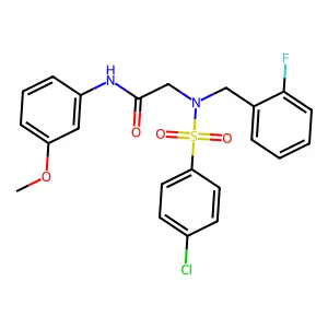 2-[(4-chlorophenyl)sulfonyl-[(2-fluorophenyl)methyl]amino]-N-(3-methoxyphenyl)acetamide structure