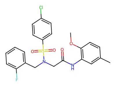 2-[(4-chlorophenyl)sulfonyl-[(2-fluorophenyl)methyl]amino]-N-(2-methoxy-5-methylphenyl)acetamide structure