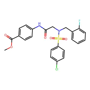 methyl 4-({N-[(4-chlorophenyl)sulfonyl]-N-(2-fluorobenzyl)glycyl}amino)benzoate structure
