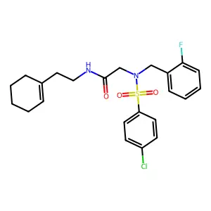2-[(4-chlorophenyl)sulfonyl-[(2-fluorophenyl)methyl]amino]-N-[2-(cyclohexen-1-yl)ethyl]acetamide structure