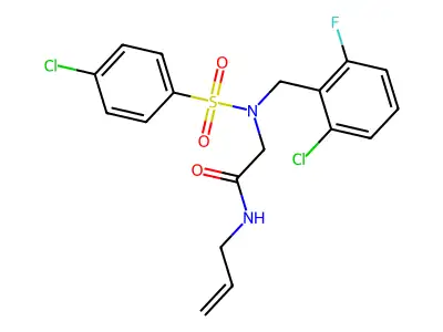 2-[(2-chloro-6-fluorophenyl)methyl-(4-chlorophenyl)sulfonylamino]-N-prop-2-enylacetamide structure