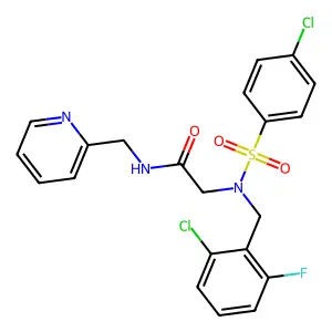 2-[(2-chloro-6-fluorophenyl)methyl-(4-chlorophenyl)sulfonylamino]-N-(pyridin-2-ylmethyl)acetamide structure