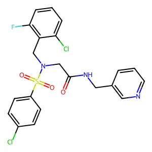 2-[(2-chloro-6-fluorophenyl)methyl-(4-chlorophenyl)sulfonylamino]-N-(pyridin-3-ylmethyl)acetamide structure