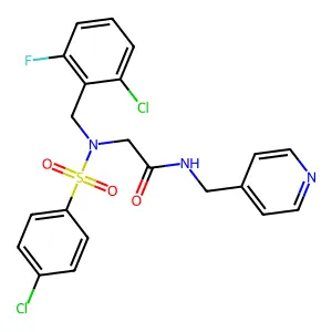 2-[(2-chloro-6-fluorophenyl)methyl-(4-chlorophenyl)sulfonylamino]-N-(pyridin-4-ylmethyl)acetamide structure
