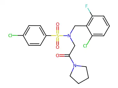 4-chloro-N-(2-chloro-6-fluorobenzyl)-N-[2-oxo-2-(pyrrolidin-1-yl)ethyl]benzenesulfonamide structure