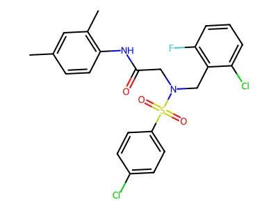 2-[(2-chloro-6-fluorophenyl)methyl-(4-chlorophenyl)sulfonylamino]-N-(2,4-dimethylphenyl)acetamide structure