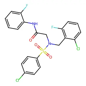 2-[(2-chloro-6-fluorophenyl)methyl-(4-chlorophenyl)sulfonylamino]-N-(2-fluorophenyl)acetamide structure