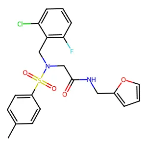 2-[(2-chloro-6-fluorophenyl)methyl-(4-methylphenyl)sulfonylamino]-N-(furan-2-ylmethyl)acetamide structure