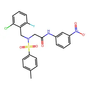 2-[(2-chloro-6-fluorophenyl)methyl-(4-methylphenyl)sulfonylamino]-N-(3-nitrophenyl)acetamide structure