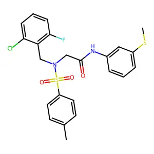2-[(2-chloro-6-fluorophenyl)methyl-(4-methylphenyl)sulfonylamino]-N-(3-methylsulfanylphenyl)acetamide structure