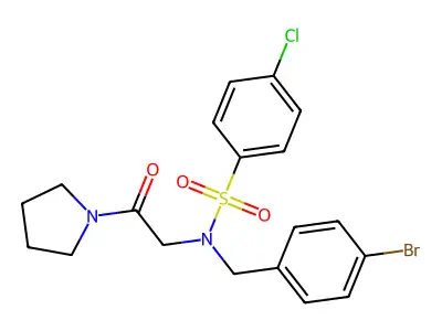 N-(4-bromobenzyl)-4-chloro-N-[2-oxo-2-(pyrrolidin-1-yl)ethyl]benzenesulfonamide structure