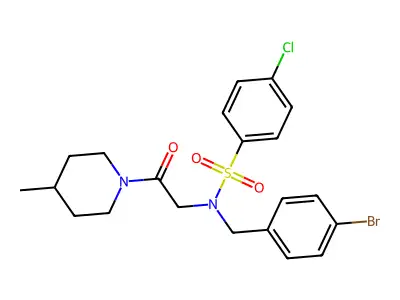 N-(4-bromobenzyl)-4-chloro-N-[2-(4-methylpiperidin-1-yl)-2-oxoethyl]benzenesulfonamide structure