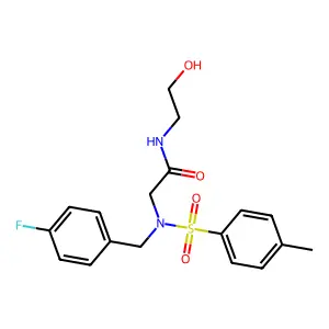 2-[(4-fluorophenyl)methyl-(4-methylphenyl)sulfonylamino]-N-(2-hydroxyethyl)acetamide structure