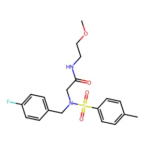 2-[(4-fluorophenyl)methyl-(4-methylphenyl)sulfonylamino]-N-(2-methoxyethyl)acetamide structure