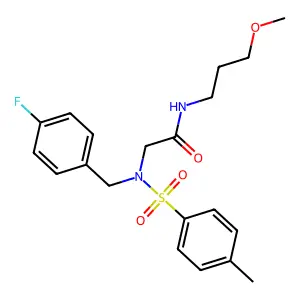 2-[(4-fluorophenyl)methyl-(4-methylphenyl)sulfonylamino]-N-(3-methoxypropyl)acetamide structure