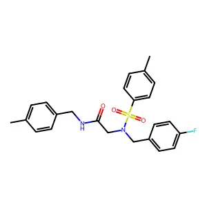 2-[(4-fluorophenyl)methyl-(4-methylphenyl)sulfonylamino]-N-[(4-methylphenyl)methyl]acetamide structure