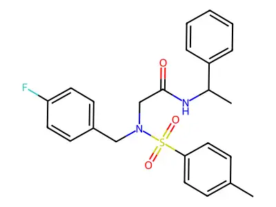 2-[(4-fluorophenyl)methyl-(4-methylphenyl)sulfonylamino]-N-(1-phenylethyl)acetamide structure
