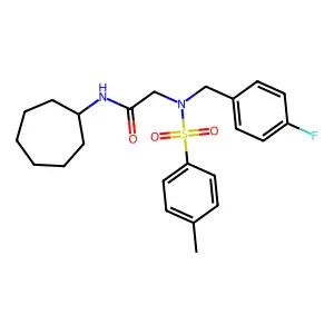 N-cycloheptyl-2-[(4-fluorophenyl)methyl-(4-methylphenyl)sulfonylamino]acetamide structure